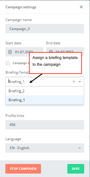 58: Assign Briefing Template to the Campaign